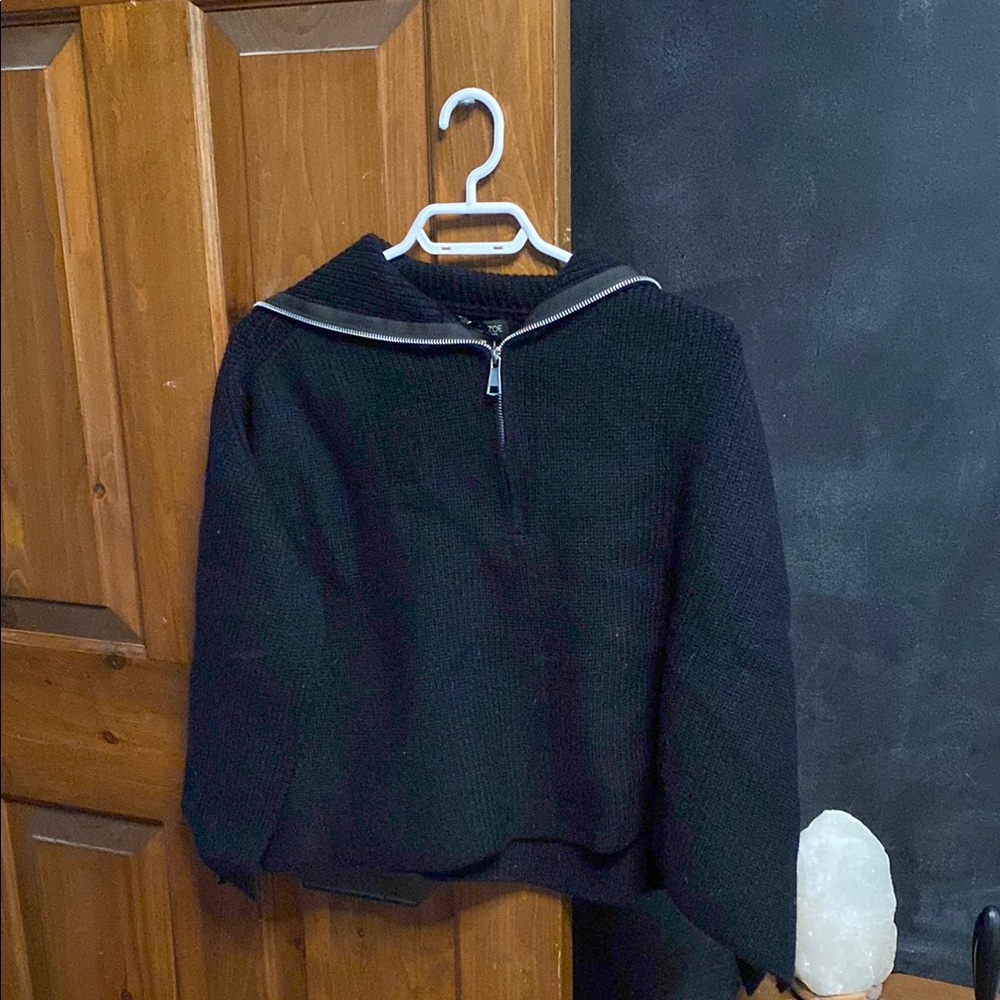 Black 1/4 Zip Neck Poncho